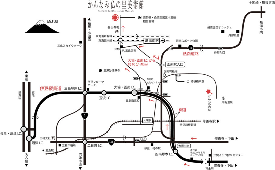かんなみ仏の里美術館までのアクセスを示した地図