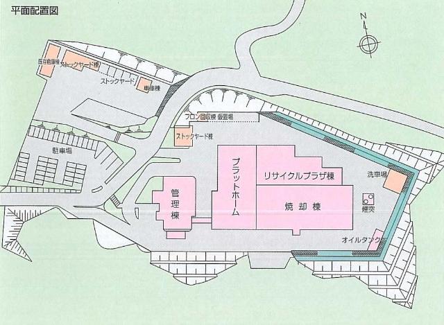 ゴミ焼却場の平面配置図
