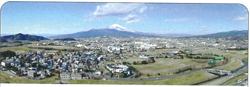 富士山を中心に据えたパノラマ写真のバナー