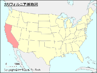 カリフォルニア州を示した地図