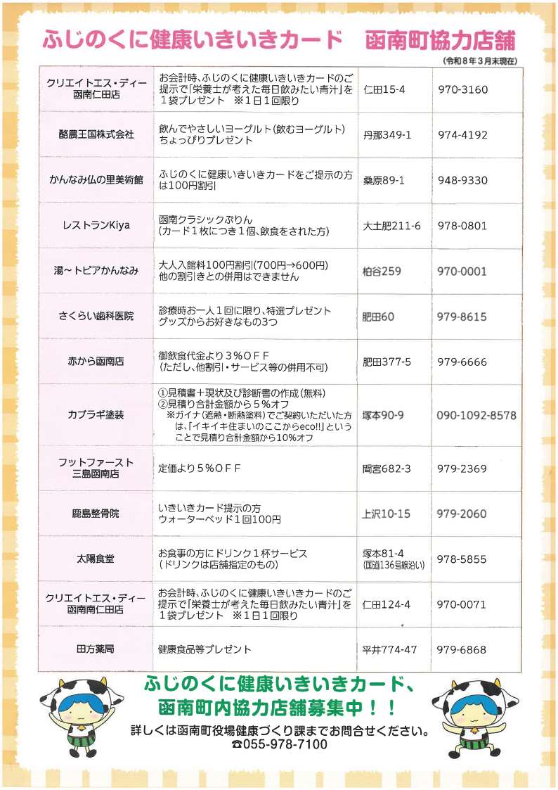 かんなみ健康マイレージポイントのリーフレット裏