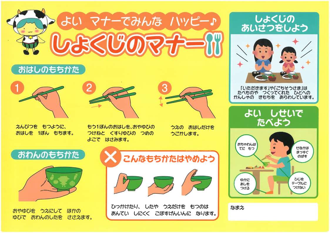 【函南町オリジナル食育下敷き(裏）】